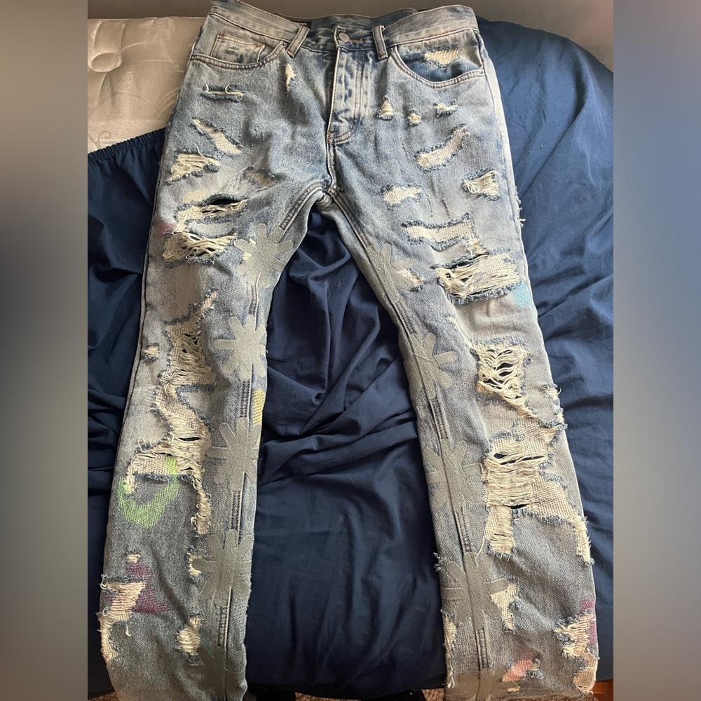 LOSTSHDWS jeans with grey star patches
